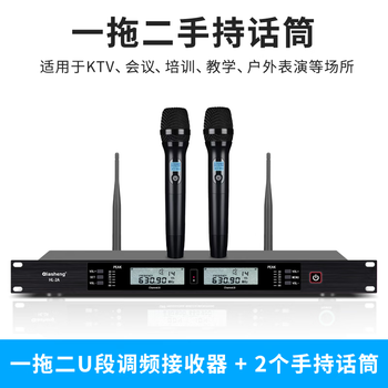 QIASHENG无线话筒一拖二调频U段家用唱歌舞台演出会议专业麦克风