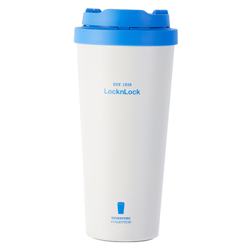 乐扣乐扣（LOCK&LOCK）儿童保温杯陶瓷覆层保温咖啡杯简约水杯一杯双盖带吸管550ML蓝色