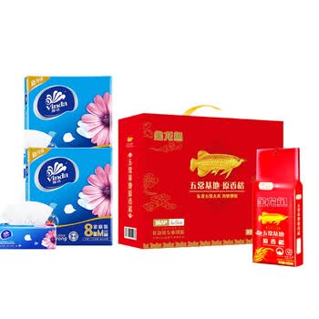 金龙鱼【端午好礼】抽纸120抽8包V2889*2提+五常大米原香稻2.5kg礼盒装