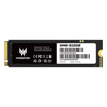 宏碁掠夺者（PREDATOR）512GB SSD固态硬盘 M.2接口(NVMe协议) GM6系列｜NVMe PCIe 4.0读速6300MB/s AI电脑存储配件