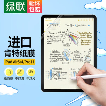 绿联适用 iPad Pro11/Air5/4类纸膜2022/2021/2020款 苹果10.9英寸平板电脑绘画书写磨砂肯特纸膜