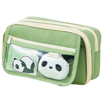 三年二班 ins风透明翻盖笔袋大容量铅笔盒女孩款笔袋初中生专用文具盒小学生专用文具袋办公文具 乌漆嘛黑