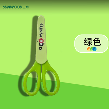 三木（SUNWOOD）140mm儿童安全帽剪刀手工剪刀 绿色 91168