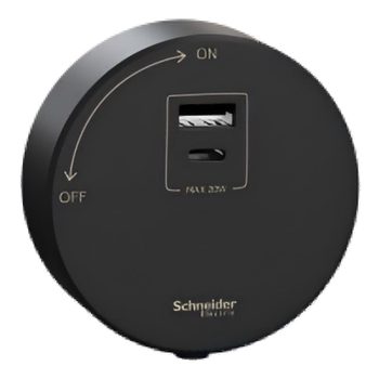 施耐德电气20W快充轨道插座排插1C+1A口20W快充适配器开关可搭配银/黑轨道黑