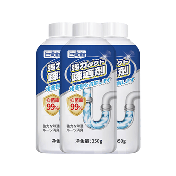 巨奇（JUQI）高速管道疏通剂泡泡粉厨房下水道强力溶解厕所马桶地漏350g3瓶
