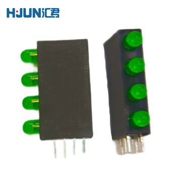 汇君 3mm发光二极管灯座LED间隔柱方形灯座指示灯座90°弯脚 4孔 绿灯[左负右正]50个装