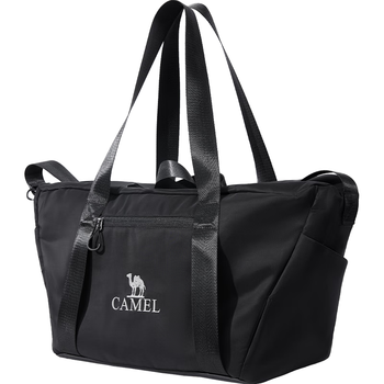 骆驼（CAMEL）大容量旅行袋登机托特包健身单肩斜挎包 575B67L3022 暗夜黑 均码