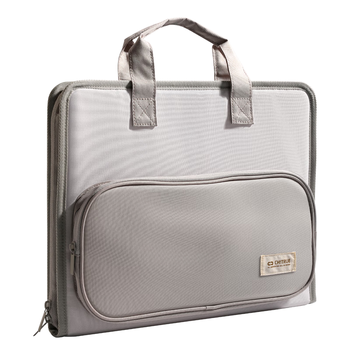 得力（deli）A4/7格横版布质风琴包多层文件夹试卷收纳袋 文件袋资料手提包资料册 学习办公PM339灰色