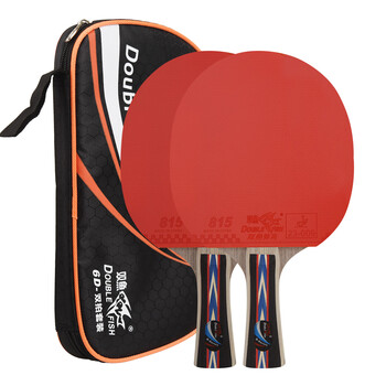 双鱼 乒乓球拍横拍双拍对拍套装 6D六星娱乐训练球拍 2只装赠6球