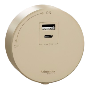 施耐德电气轨道插座可移动墙壁插座壁挂式插线板净意20W Type A+C USB璀璨金