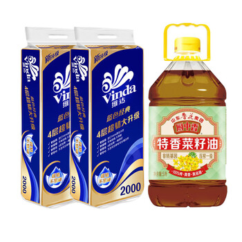 鲁花【卷纸+食用油】V4073卷纸10卷*2提+特香菜籽油5L(非转基因）
