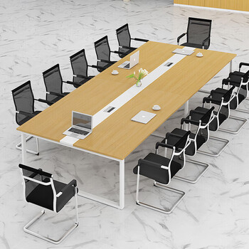 圣黎办公桌组合会议桌简约现代长条桌洽谈培训桌工作台4.0米桌+14把椅