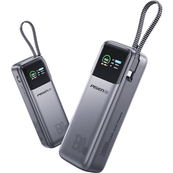 品胜【3C认证可上飞机】充电宝带100W快充线130W总功率20000mAh移动电源60W40W适用笔记本苹果17小米