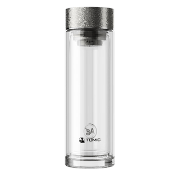 特美刻（TOMIC）双层玻璃杯银离子抗菌茶水分离杯钛水杯办公泡茶杯男生日礼物