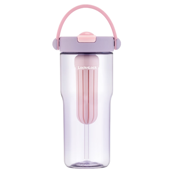 乐扣乐扣（LOCK&LOCK）大容量塑料吸管水杯tritan户外水壶带提手茶仓男女杯子紫色800ML