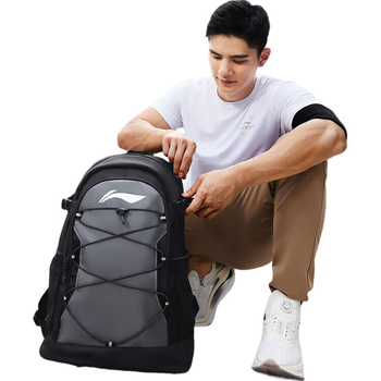 李宁双肩包男女同款健身大容量反光拼接书包ABST297