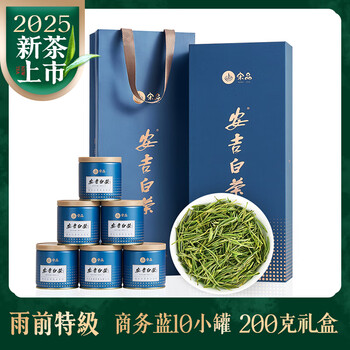 宋品2025新茶安吉白茶特产绿茶茶叶礼盒装10小罐200克送长辈送客户