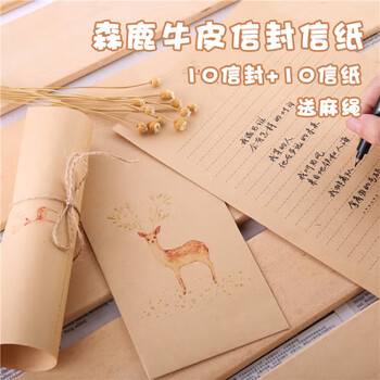 狮洛德 信封信纸套装生日送礼物 复古小清新表白情书信笺 简约文艺10信封10信纸