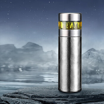 壹滴水（edish）纯钛保温杯茶水分离泡茶杯智能显温户外办公礼品礼物冰川银470ML