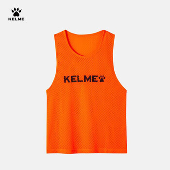 卡尔美（KELME）儿童足球训练背心对抗服篮球网眼薄背心定制分队 荧光橙黑140	