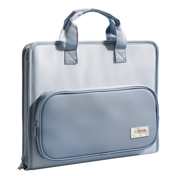 得力（deli）A4/7格横版布质风琴包多层文件夹试卷收纳袋 文件袋资料手提包补习袋资料册 办公学习PM339蓝色