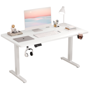 迪普顿（DIOUDUN）电动智能升降电脑桌家用学习办公桌升降台100*60奶白色