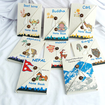 空色尼泊尔手工本花朵32张11*15cm手账本diy素材日记本复古旅行高颜值网红手账本纸加厚手工本口袋本