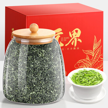 匠界茶叶碧螺春绿茶新茶嫩芽浓香型果香韵玻璃罐礼盒装250g中秋送礼