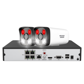 HIKVISION海康威视摄像头监控套装2路400万红外全彩摄像机室内室外网线供电语音对讲4T硬盘B14HV3-LT