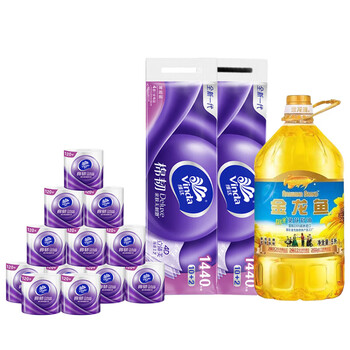 金龙鱼【卷纸+食用油】V4669卷纸12卷*2提+阳光葵花籽油5L 商业活动福利