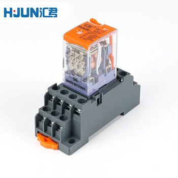 汇君 中间电磁继电器直流12v24v交流220v继电器带底座8脚14脚 小14脚继电器带扳手 DC24V 带底座