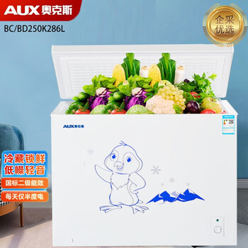 奥克斯冷柜.小型冷冻冷藏保鲜迷你商用卧式 节能省电储藏母乳 250升单温减霜节能