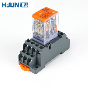 汇君 中间电磁继电器直流12v24v交流220v继电器带底座8脚14脚 小14脚继电器标准型 DC12V 带底座