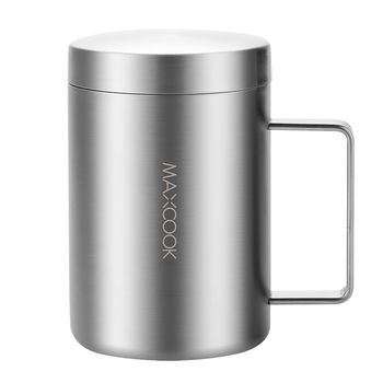 美厨（maxcook）316不锈钢水杯 儿童学生喝水杯子双层口杯带盖手柄300ml MCB1105