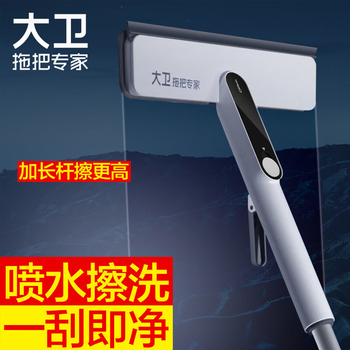 大卫S10 擦玻璃神器搽洗窗户清洁刮水器板双面 S10加长杆喷水擦窗器