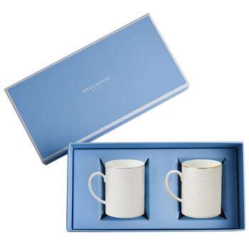 Wedgwood威基伍德金色&白金几何马克杯对杯套盒