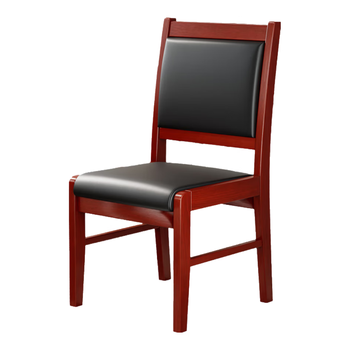 洛来宝木质会议椅木质办公椅职员皮革培训椅家用麻将椅电脑直腿椅子