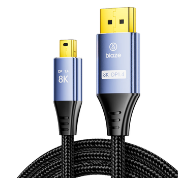 毕亚兹 电竞Mini DP转DP线1.4版8K60hz显卡Displayport转dp线雷电口转接头苹果电脑迷你dp连接线 0.5米