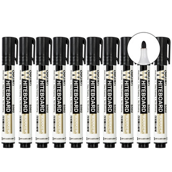 得力（deli）白板笔墨水 白板笔补充液 易擦可加墨白板笔 S502黑色白板笔(10支)