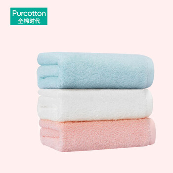 全棉时代全棉时代毛巾抗菌升级纯棉面巾3条装樱花粉/梨花白/薄荷绿32*70cm