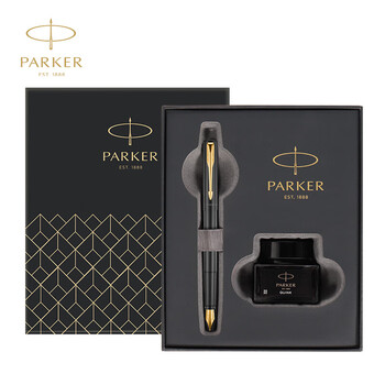 派克（PARKER）钢笔 签字笔 商务送礼 威雅XL经典黑金夹墨水笔 小墨水礼盒