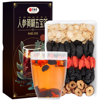 艺福堂 人参黄精五宝茶 泡水喝 搭桂圆花茶200g/盒