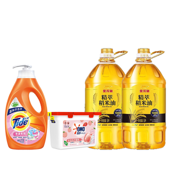 奥妙（OMO）白桃洗衣凝珠+洗衣液+金龙鱼精萃稻米油 5L×2