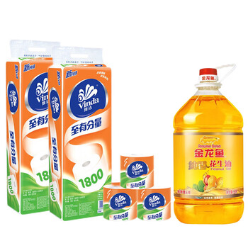 维达（Vinda）【食用油+卷纸】纯香花生油5L+V4081卷纸10卷*2提 节日送礼慰问品