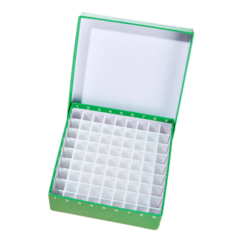 LABSHARK 纸质冻存管盒冷冻管盒样本冻存盒低温储存盒防水纸质试管盒 【绿色】连盖81孔塑料中片