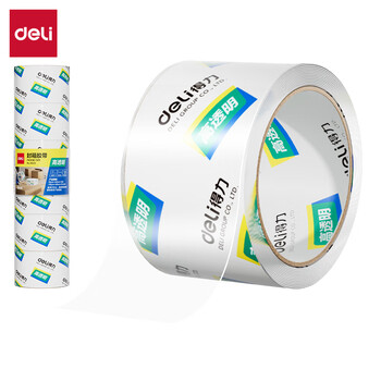 得力（deli）胶带封箱胶带透明胶布仓库打包胶卷高粘性60mm*60y*50um(6卷/筒) 单筒装 30323