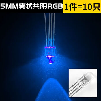 Zave 发光二极管 LED灯珠白发白/红绿蓝黄紫粉/色 5MM 雾状共阴RGB（10只）