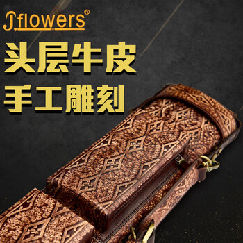 J.flowers牛皮C03a台球杆盒JF杆箱6孔六孔杆桶台球杆杆包大头杆装球杆包