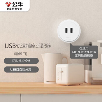 公牛（BULL）轨道插座/插线板/插排/排插/接线板/拖线板 2USB口适配器 GN-GSU 白色