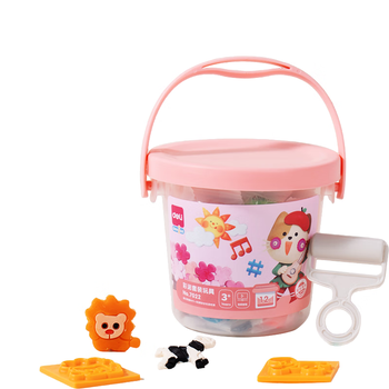 得力(deli)12色橡皮泥黏土手工美术DIY玩具粘土彩泥手提桶装非轻型粘土儿童粉色生日毕业礼物